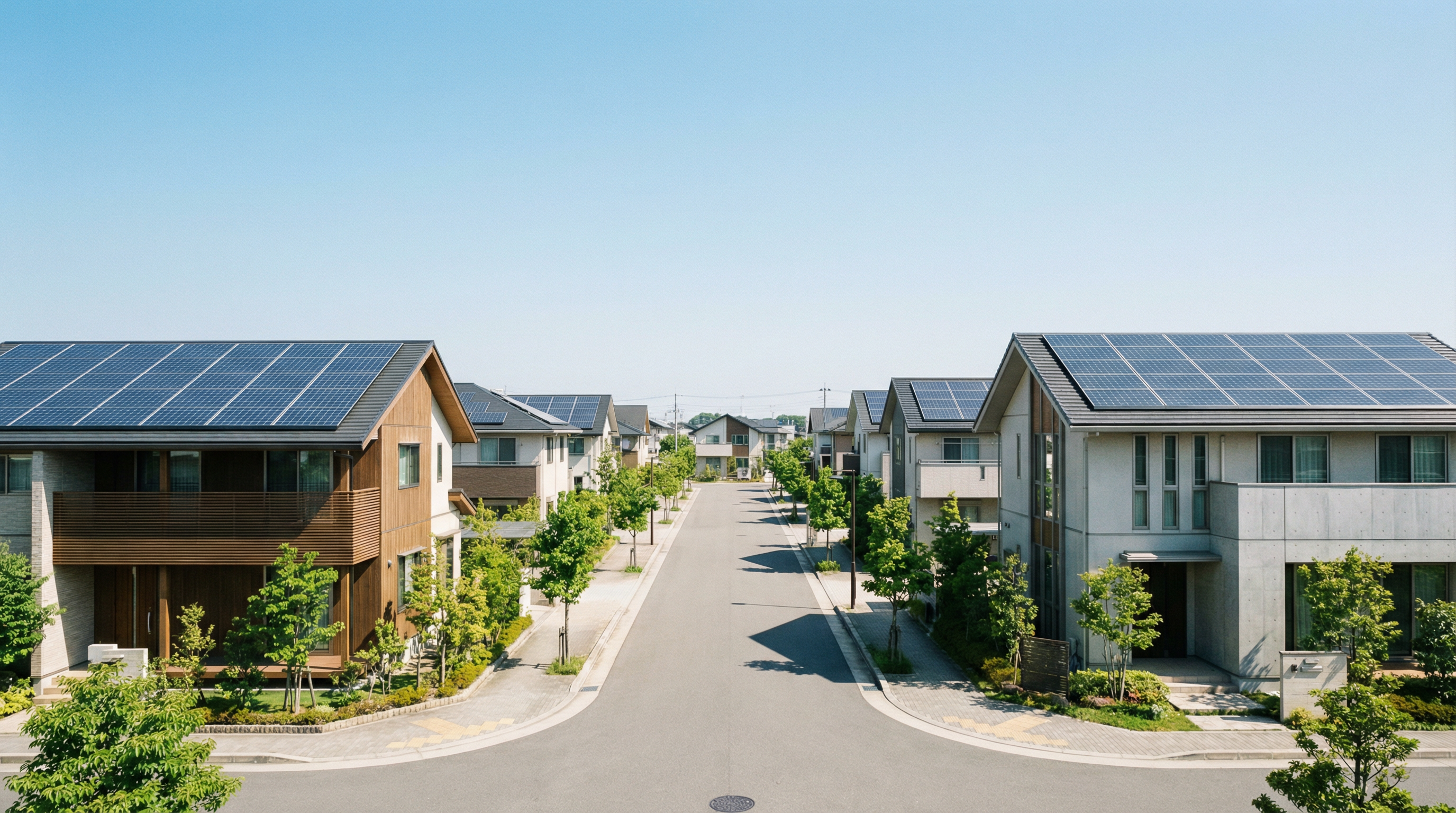 埼玉県・東京エリアの住宅街と太陽光パネル